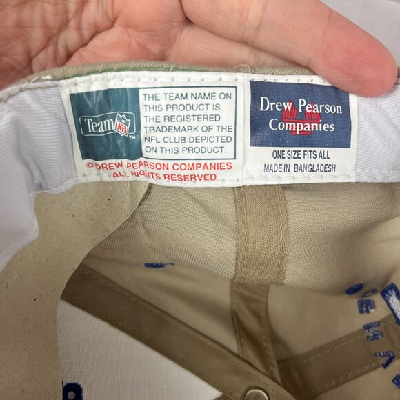 Vintage Drew Pearson Denver Broncos Snapback Hat Khaki Tan Blue Logo DAMAGED - Picture 5 of 8